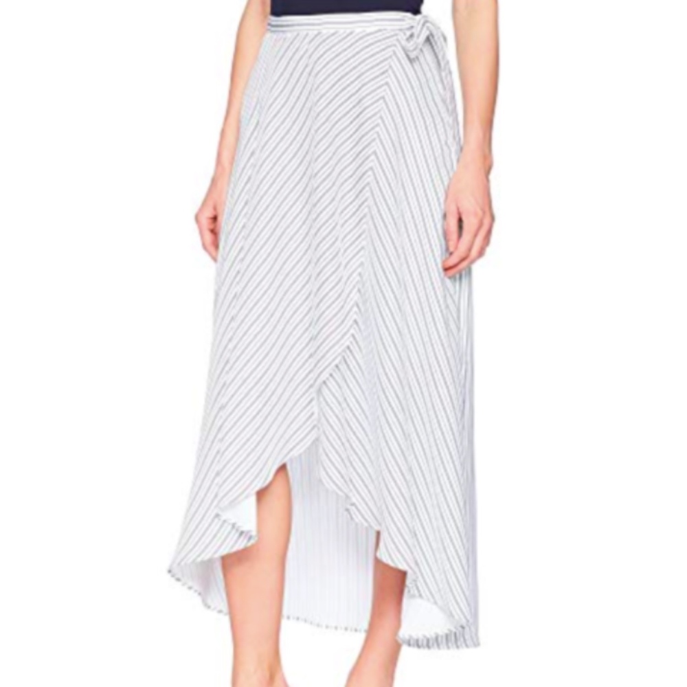 HI-Lo Maxi Wrap Maxi Skirt Navy and white stripe